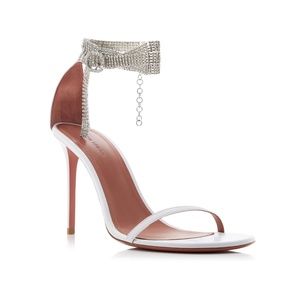 Amina Muaddi Georgia Crystal Embellished Leather Sandals New With Tags U…